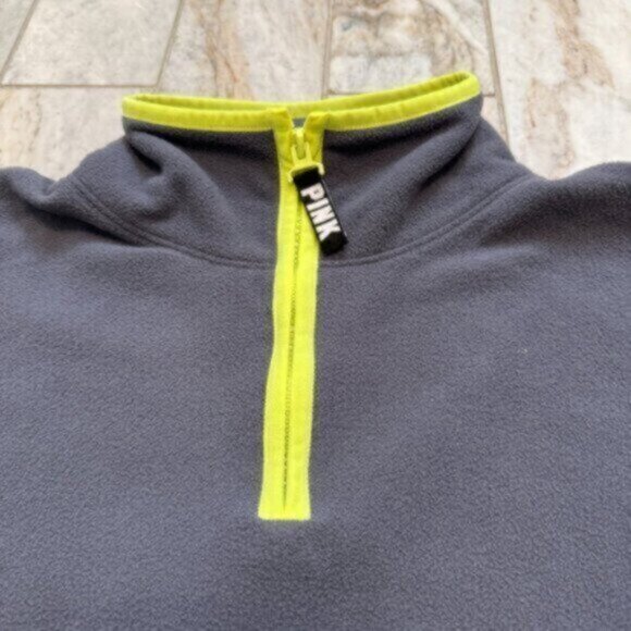 NEW Pink by Victoria's Secret women's S gray cropped fleece 1/4 zip pullover - Picture 5 of 5